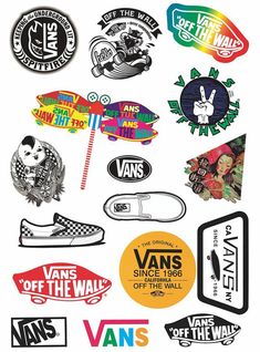 the vans stickers are all different colors and sizes, including one for each brand