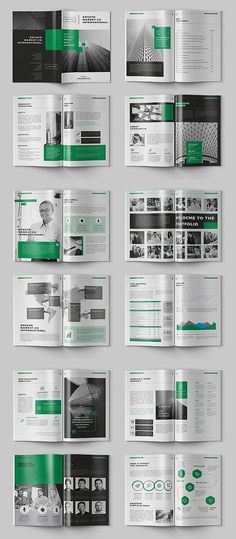 an open brochure is shown with green accents on the front and back pages