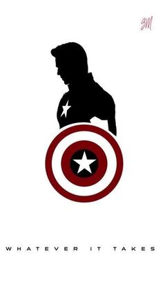 the silhouette of captain america is shown in black and white