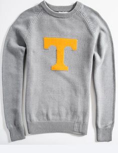 Tennessee Heritage Sweater Game Day Crew Neck Sweater With Ribbed Cuffs, Gray Fall Sweater For College, Sporty Knit Sweatshirt For Fall, Gray College Style Sweatshirt For Fall, Sporty Knit Sweater With Ribbed Collar, College Crew Neck Sweater With Ribbed Collar, Fall Varsity Sweatshirt, Crew Neck Sweater With Ribbed Collar For College, Sporty Sweater For Game Day, Fall