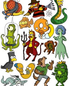 the simpsons characters are all different colors and sizes