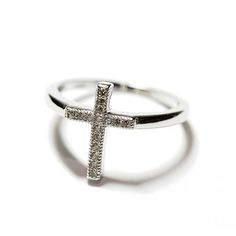 Sterling Silver CZ Christian Cross Ring Size 5 - 8 – apop // apoptosisnyc.com White Gold Cross Ring, James Avery Cross Rings, Cross Band Rings, Luxury Silver Cross Rings, Cute Cross Rings, Double Cross Ring, Gold Oval Engagement Ring, Rose Gold Oval Engagement Ring, Cross Rings