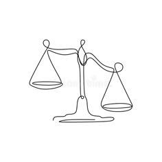 one line drawing of an uncoupied balance scale on white background royalty illustration