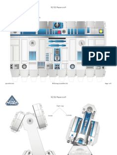 the star wars r2d2 paper model is shown with instructions to make it