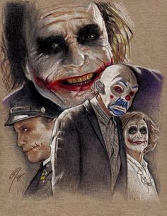 a drawing of the joker and two other people with their faces painted to look like they are