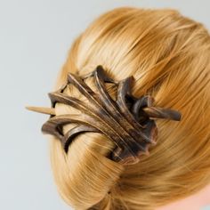 The new model is extremely light and comfortable Material and finish Hair clip is hand carved out of natural wood and died to achieve different colors. Hair clip care Best way to take care about the hair clip is to rub it with greasier hand cream. You can find more information in How to care about hair clips article. Info:    https://hpstylstudio.myshopify.com/blogs/news/how-to-take-care-of-your-wooden-hair-barrettes Wood Hair Clip, Coconut Crafts, Boho Hair Pins, Dremel Carving, Iron Jewelry, Colors Hair, Wooden Comb, Wood Carving Designs, Star Hair