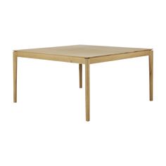 a square wooden table with two legs