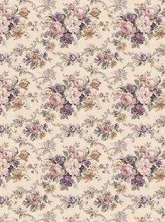 an old fashioned wallpaper with flowers and vines on the side, in pastel colors