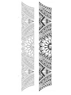 two black and white designs are shown in this drawing, one is an abstract design