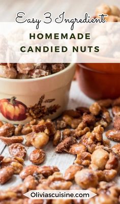 homemade candied nuts with text overlay