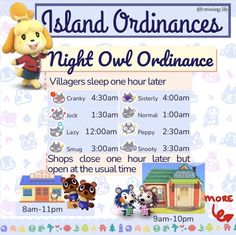 the poster for island ordinances night out ordinance with cartoon characters on it