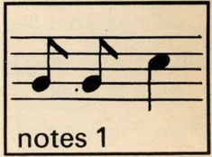 an old sheet music note with notes 1 and 2 on it, as well as the number one