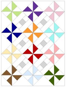 an image of a quilt pattern with different colors and shapes on it's sides