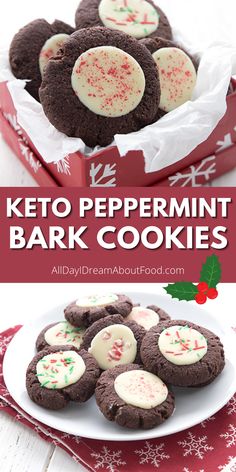 keto peppermin bark cookies on a white plate