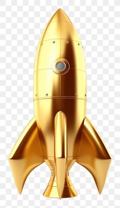 an image of a golden rocket ship on a white background, with no background or text