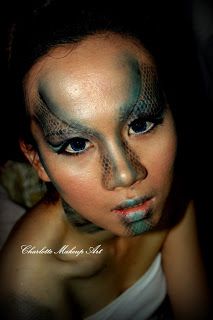 The "Water Snake" | Passion For Makeup Dragon Makeup Halloween Easy, Snake Eye Makeup, Dr Faustus, Dragon Outfit, Sea Creature Costume, Snake Halloween, Snake Costume, Dragon Makeup