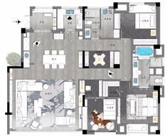 the floor plan of a three bedroom apartment