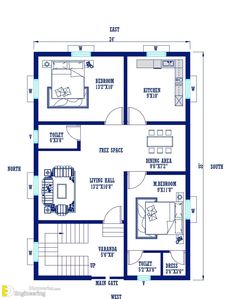 a blueprinted floor plan for a two story house with an attached kitchen and living room