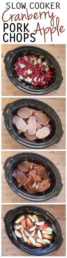 slow cooker cranberry pork chops and apples are the perfect side dish