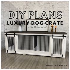 the diy plans luxury dog crate is made from an old door and some wood