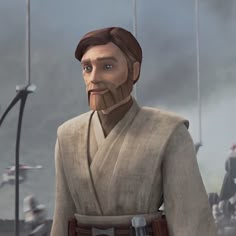 an animated image of luke star wars the force awakes in front of other characters