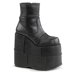 Demonia Stack-201 Black Vegan Leather Ankle Boot 7" (17.8cm) P/F Ankle Boot W/ Patching Details On P/F And Vamp Side Zip Sta201/Bvl This Is A Unisex Style That Is Made In Men's Sizing, But Is Listed For Sale In Women's Sizing Brand New In Box Multiple Sizes Available Perfect For A Festival Set, Rave Outfit, Goth Boots, Alternative Fashion, Grunge Y2k Shoes, Patchwork Wear, Dollskill Lovers, With Hot Topic Clothing, Cosplay Costumes, And More #Nwt #Womens #Summer #Style #Trendy Demonia Stack, Platform Shoes Boots, Demonia Boots, Alternative Shoes, Demonia Shoes, Womens Footwear, Punk Boots, High Ankle Boots, Black Platform Boots