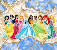 the disney princesses are all dressed up in their dresses