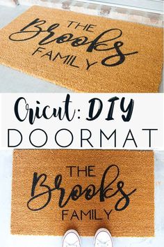 two door mats with words on them that say, the breaks family and crict diy doormat