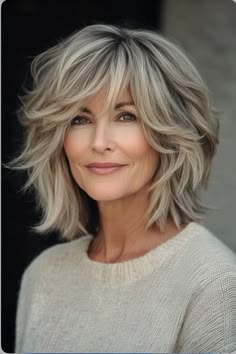 Medium Hairstyles Layers, Medium Length Hair For Older Women Over 50 Layered Haircuts, Medium Length Hair Styles With Bangs And Layers Face Framing, Bob Hairstyles With Layers, Blonde Shag, Medium Hair Styles For Women, Hairstyles For Older Women