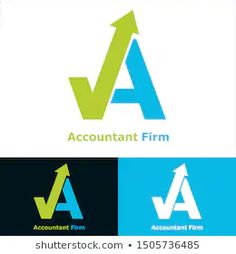 the logo for an account firm with arrows pointing up and down, in different colors