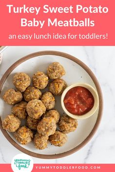 Meatballs with Sauce. With Text Reading: Turkey Sweet Potato Baby Meatballs Recipe. Baby Meatballs, Sweet Potato Healthy, Healthy Turkey Meatballs, Turkey And Sweet Potato, Easy Meatballs, Turkey Meatballs Healthy, Turkey Sweet Potato, Turkey Patties, Easy Toddler Meals