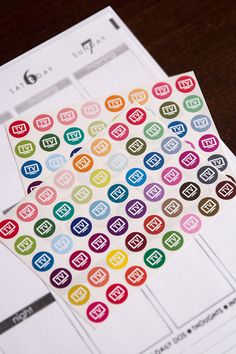 colorful stickers on top of a calendar