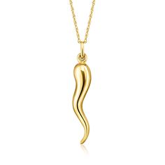 Ross-Simons - 14kt Yellow Gold Italian Horn Pendant Necklace. 20". Our Italian horn pendant necklace from Italy is an age-old totem of protection that will elevate your modern-day style. Finely crafted in polished 14kt yellow gold. Suspends from a rope chain. Springring clasp, 14kt yellow gold Italian horn pendant necklace. Jewelry Presentation, Gold Necklace For Women, Horn Pendant Necklace, Italian Horn, Horn Pendant, Yellow Gold Necklace, Natural Gold, Pearl Gemstone, Fine Jewellery Necklace