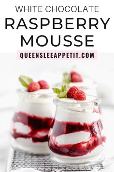 raspberry mousse with whipped cream and fresh raspberries