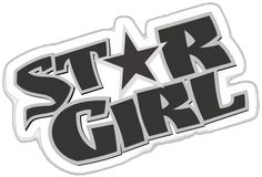 the star girl sticker is shown in black and white, with stars on it