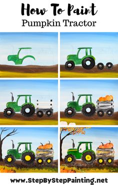 how to paint pumpkin tractor with step by step instructions