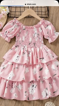 Floral Frocks For Kids, A Line Frock For Kids, Kids Girls Dress, Kids Clothes Girls, Kids Wear Girls, Shein Kids