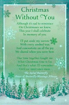 a christmas poem with snowflakes and evergreen trees