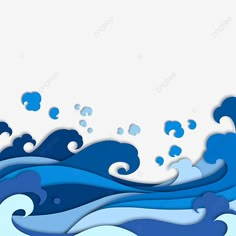 an ocean wave with blue bubbles on the water, waves, paper art png and psd