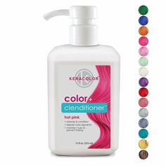 KERACOLOR color+clenditioner (HOT PINK) 12 oz. DESCRIPTION Color while you cleanse! Keracolor Color + Clenditioner is a non-lather conditioning cleanser designed to instantly infuse color into hair with every wash. Depending on the Keracolor Color + Clenditioner tone you choose and condition of hair prior to use, results will last 10-15 shampoos. The lighter the hair the more vibrant the results will be. On dark blonde to light brown hair multiple washes may be needed. Foam is not your friend! S Blonde To Light Brown Hair, Keracolor Clenditioner, Blonde To Light Brown, Teal Hair Dye, Color Depositing Conditioner, Rose Gold Hair Dye, Not Your Friend, Vegan Hair Care, Teal Hair