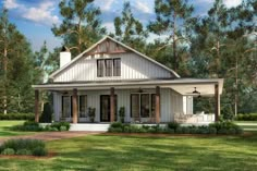 this is an artist's rendering of the farmhouse style house plans for small homes