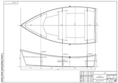 a drawing of the front end of a boat, with measurements and details on it