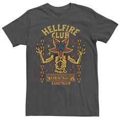 He'll love the look and feel of this Men's Stranger Things Demogorgon Hellfire Club Graphic Tee. FEATURES Crewneck Short SleevesFABRIC & CARE Cotton/Polyester Machine wash Imported Size: XL. Color: Charcoal Heather. Gender: male. Age Group: adult. Material: Polyester|Cotton. Stranger Things Demogorgon, Hellfire Club, Ash Grey, Men Short Sleeve, Stranger Things, Tshirt Print, Graphic Tee, Short Sleeve Tee, Age Group