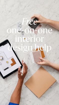 two people working on an interior design project with the text free one - tone interior design help