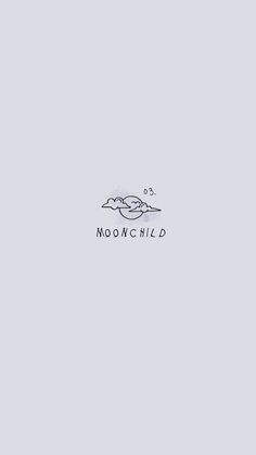 the moonchild logo is shown in black and white on a light blue background with an airplane flying over it