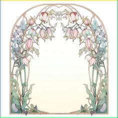 an ornate frame with flowers and leaves