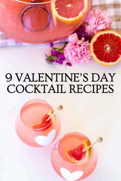 valentine's day cocktail recipe with pink grapefruits and blood orange slices