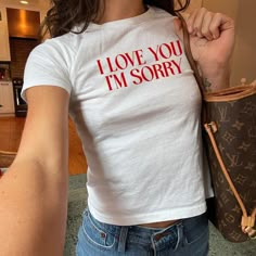 ❤️ I Love You I'm Sorry Baby Tee ❤️ I Love You I'm Sorry Baby Tee |  Y2K Clothing Retro 90s Vintage GA Shirt Album Y2K Aesthetic Trendy Summer Gift for friends Womens Fitted Shirt | Vintage Downtown Girl Coquette Shirt | 00s Women's T-Shirt | Y2K Retro Style | Aesthetic Top | Womens Bday Gift | Cute 2000s Tshirt | Y2K Baby Shirt | Birthday Gift for Friends, Girlfriends, Partner | Graphic print tshirt | Boho style | Y2K Aesthetic | Pinterest Aesthetic ✨ FABRIC CONTENT Made with 100% US cotton ✨ S Appearance Tips, Baby Tees 90s, Funny Baby Tees, Baby Tee Shirt, Unique Font, Baby Tee Shirts, Maggie Lindemann, Aesthetic Retro, Streetwear Mode