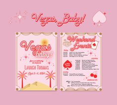 a pink and red vegas baby announcement