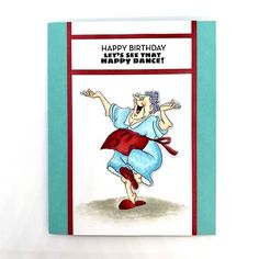 a birthday card with an image of a woman dancing